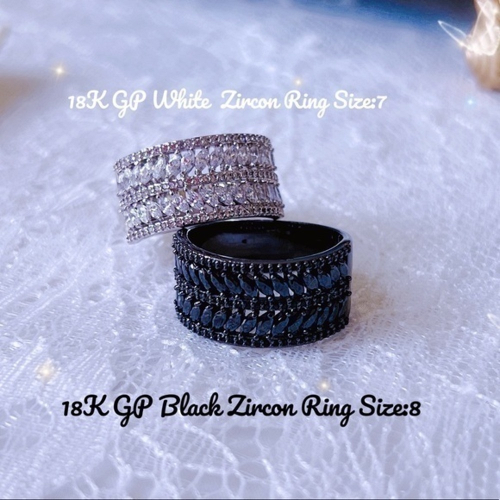 18K GP White/Black Zircon Ring